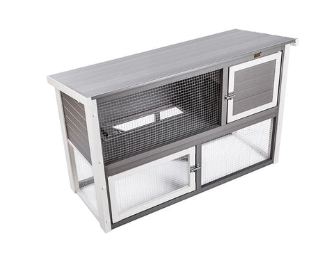 New-Age-Pet-Columbia-Rabbit-Hutch-Gray-with-White-Trim